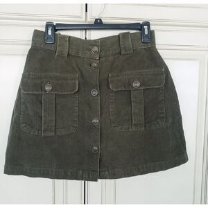 At Last & Co Corduroy Mini Skirt Cargo 7/8 A Line Olive Green Classic Blues Coll